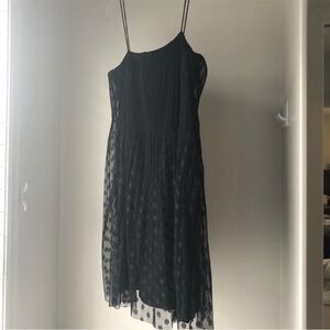 Zara Black and Sheer Polka Dot Dress